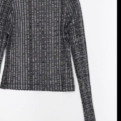 Light Before Dark Womens Grey   Cropped Blouse Size M