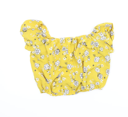 New Look Girls Yellow Floral  Basic Blouse Size 13 Years