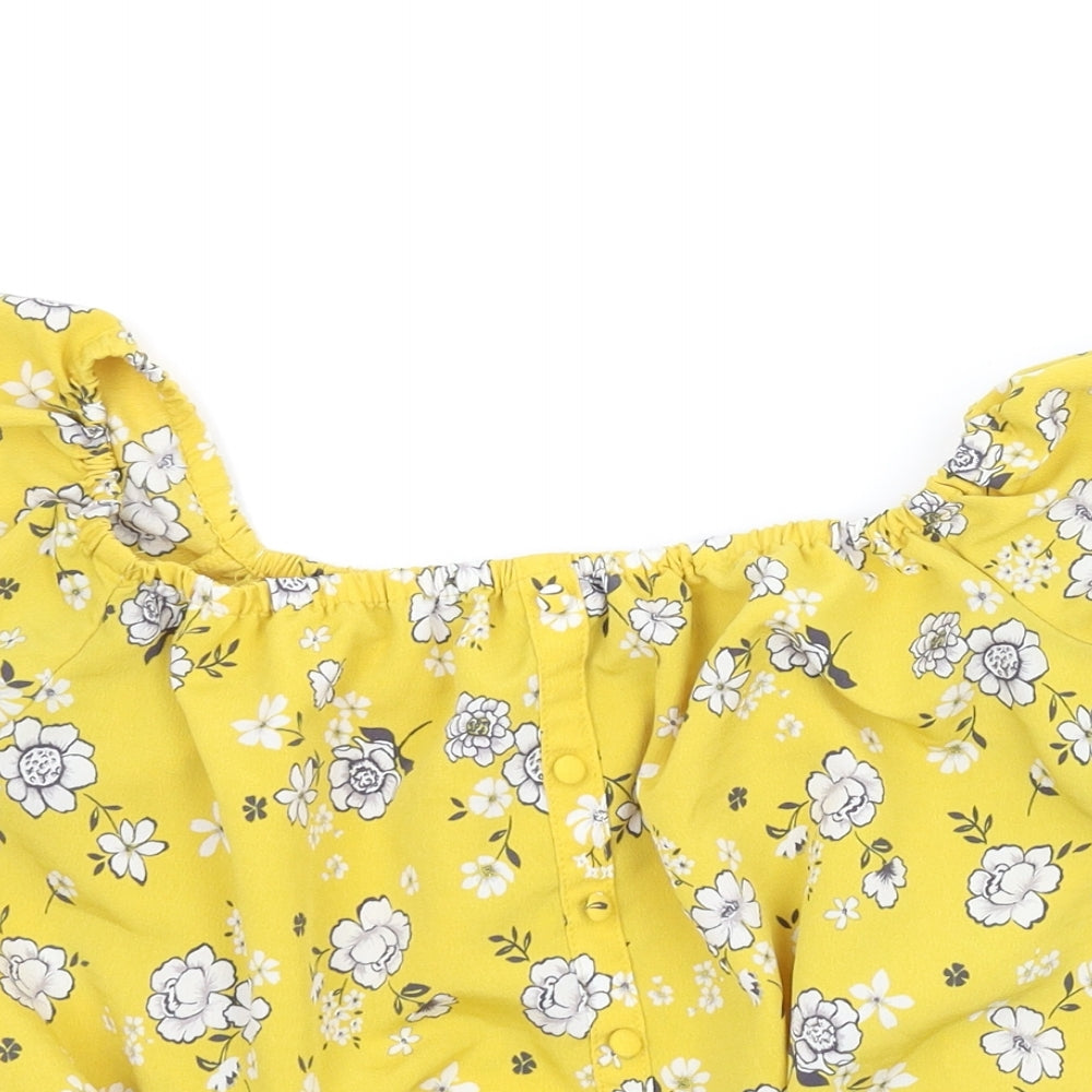 New Look Girls Yellow Floral  Basic Blouse Size 13 Years