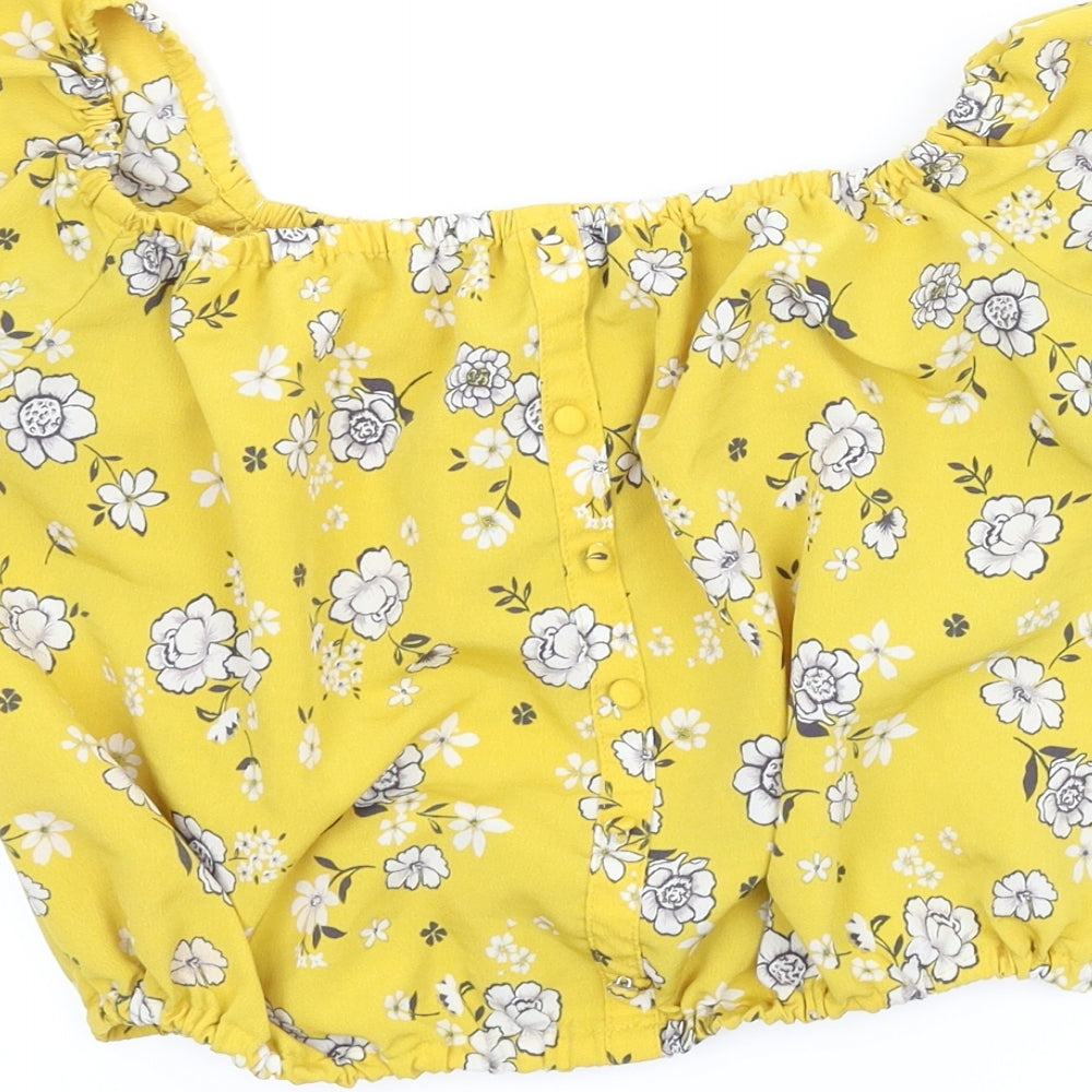 New Look Girls Yellow Floral  Basic Blouse Size 13 Years