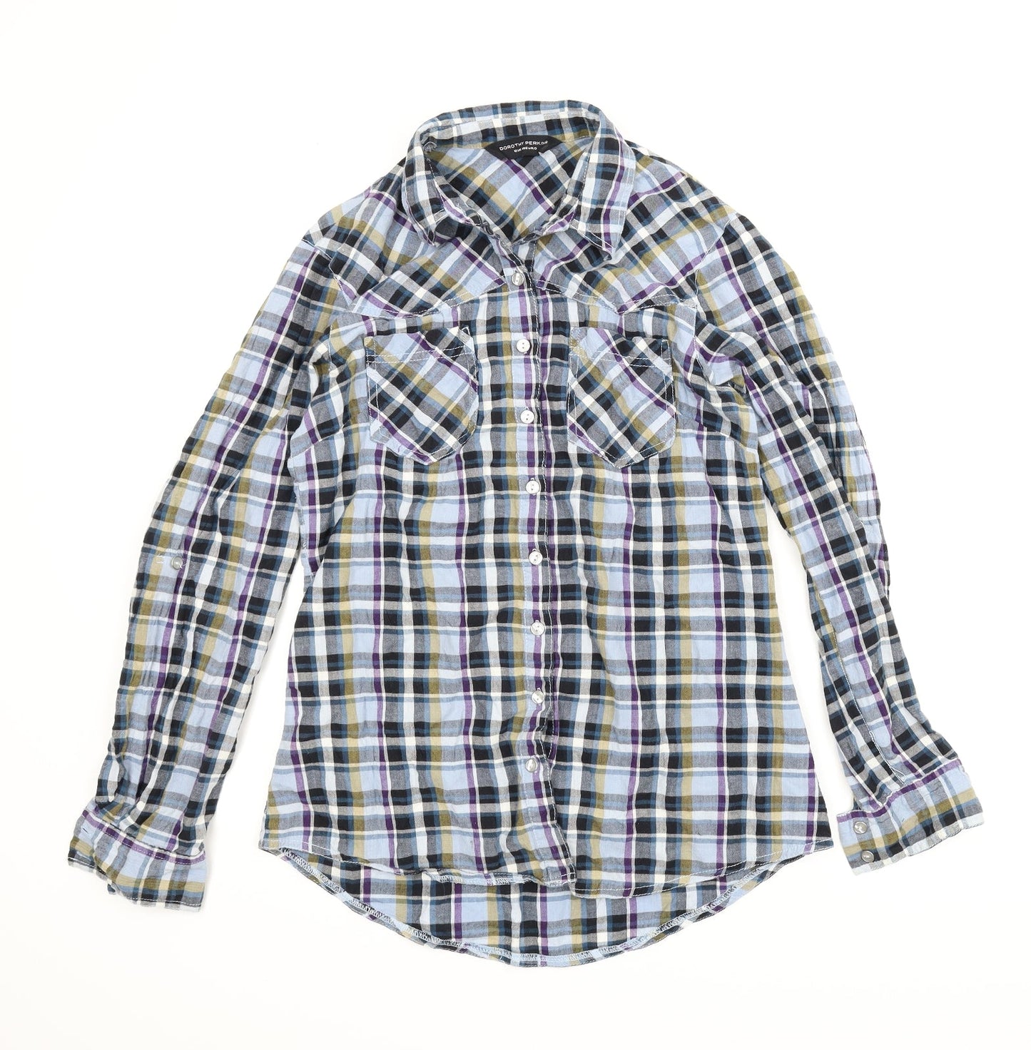 Womens UK Size 12 Dorothy Perkins Blue Basic Button-Up