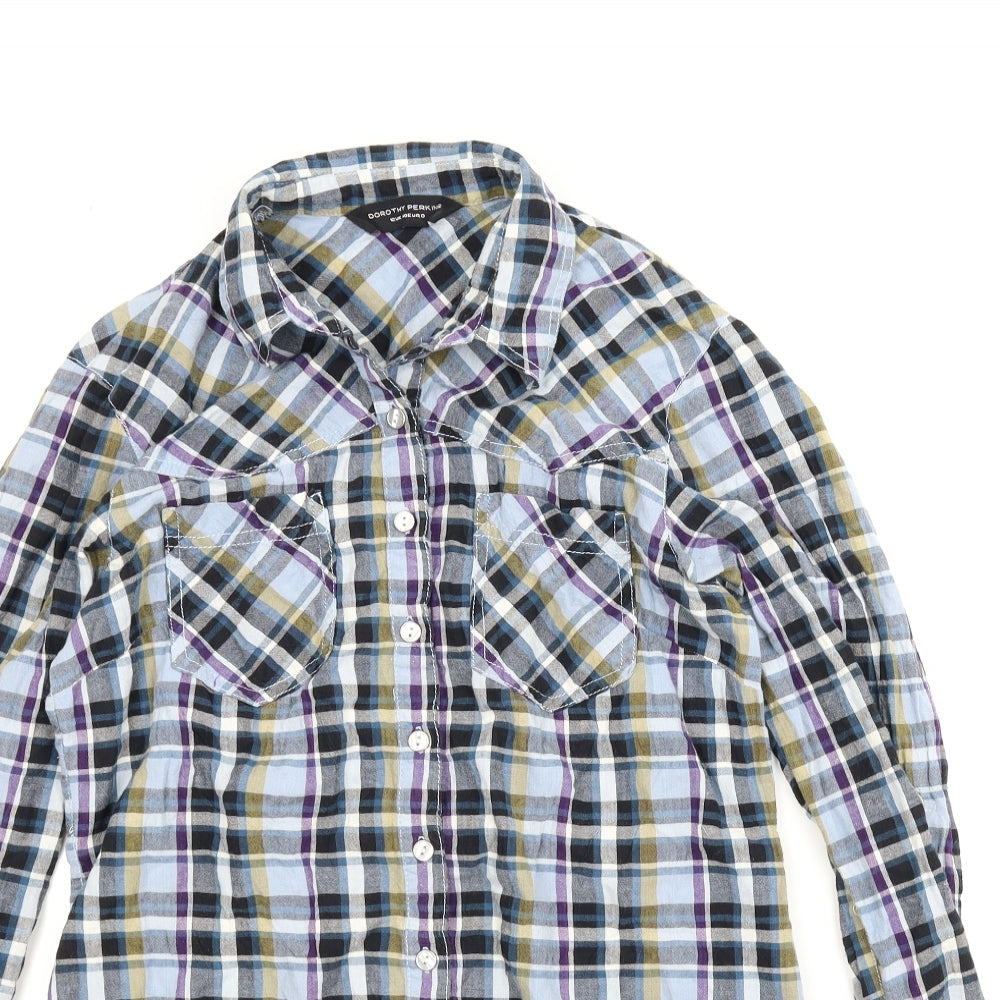 Womens UK Size 12 Dorothy Perkins Blue Basic Button-Up