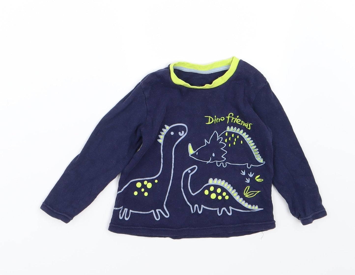 Primark Boys Blue  Jersey Basic T-Shirt Size 12-18 Months  - Dino friends