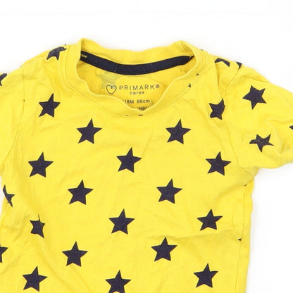 Primark Baby Yellow  Jersey Basic T-Shirt Size 12-18 Months  - Star Print