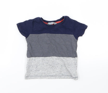 Primark Baby Blue Striped Jersey Basic T-Shirt Size 12-18 Months