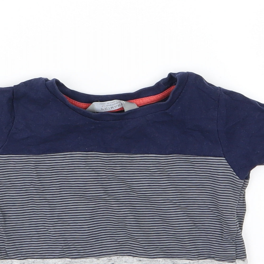 Primark Baby Blue Striped Jersey Basic T-Shirt Size 12-18 Months