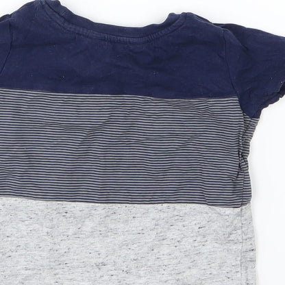 Primark Baby Blue Striped Jersey Basic T-Shirt Size 12-18 Months