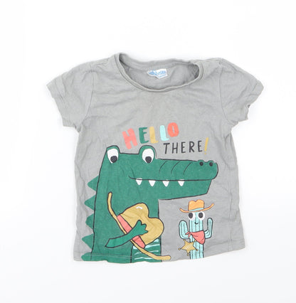 So Cute Boys Grey  Jersey Basic T-Shirt Size 12-18 Months  - Croc