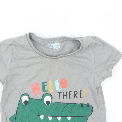 So Cute Boys Grey  Jersey Basic T-Shirt Size 12-18 Months  - Croc