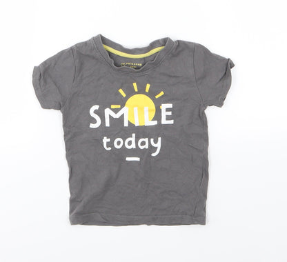 Primark Boys Grey  Jersey Basic T-Shirt Size 12-18 Months  - Smile today