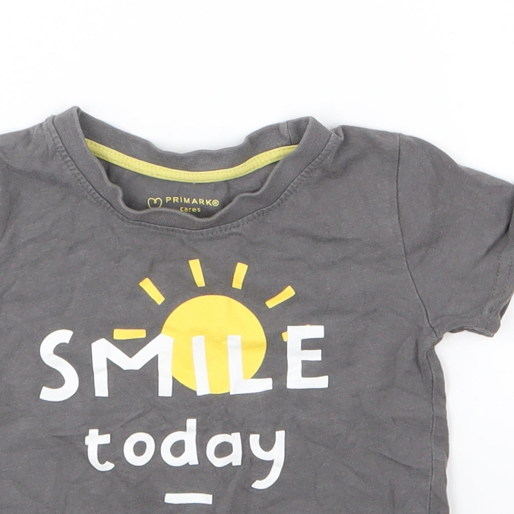 Primark Boys Grey  Jersey Basic T-Shirt Size 12-18 Months  - Smile today
