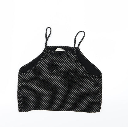 Miss Selfridge Womens Black Polka Dot Jersey Cropped Tank Size 12