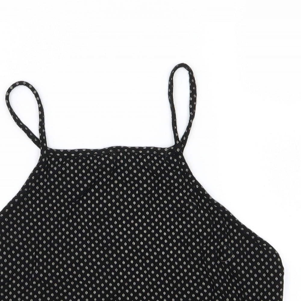 Miss Selfridge Womens Black Polka Dot Jersey Cropped Tank Size 12