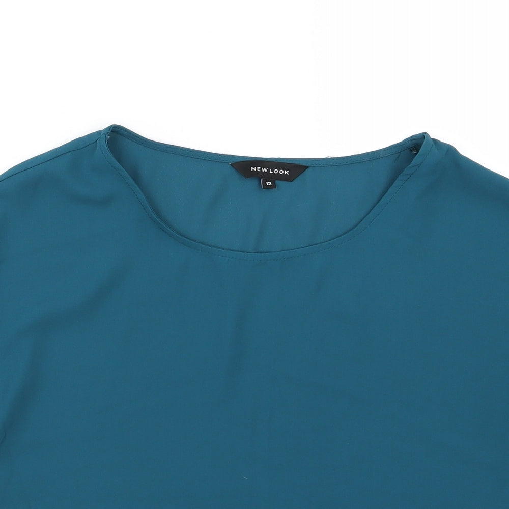 Womens UK Size 12 New Look Blue Basic Blouse