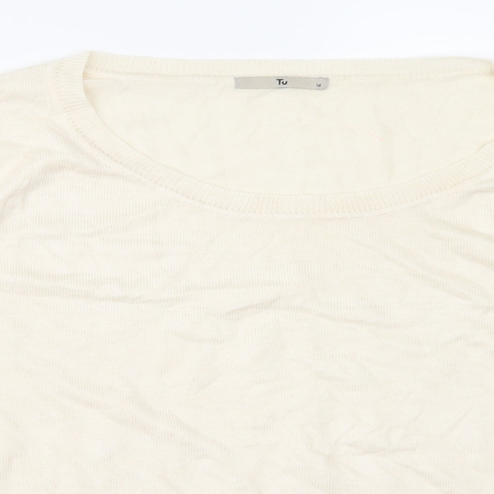TU Womens Ivory   Pullover Sweatshirt Size 16