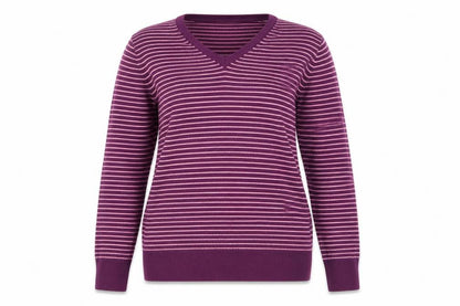 Woolmark Womens Purple Striped  Pullover Sweatshirt Size M