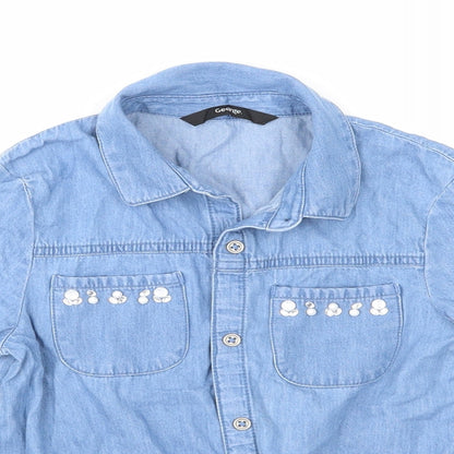 George Girls Blue  Denim Basic Button-Up Size 6-7 Years