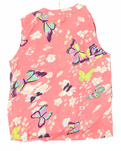 purple flame Womens Pink Floral  Basic Blouse Size S