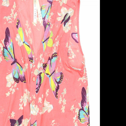 purple flame Womens Pink Floral  Basic Blouse Size S