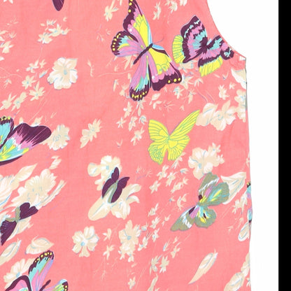 purple flame Womens Pink Floral  Basic Blouse Size S