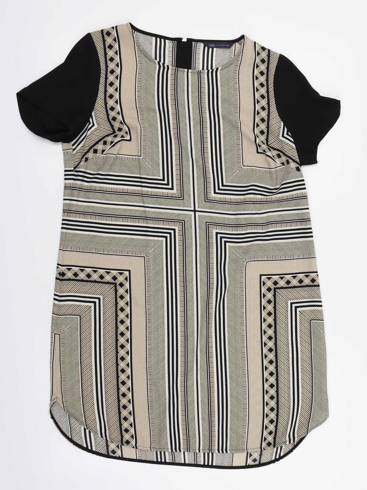 M&S Womens Gold Geometric  Basic Blouse Size 10