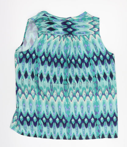 H&M Womens Green Animal Print  Basic Blouse Size 16