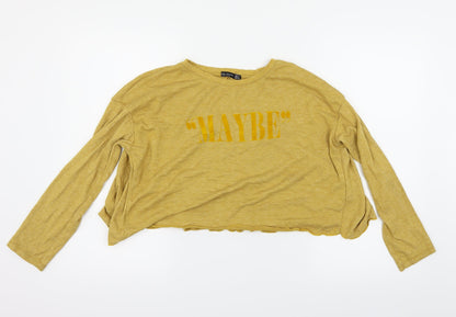 Bershka Womens Yellow   Pullover Jumper Size 12  - cropped