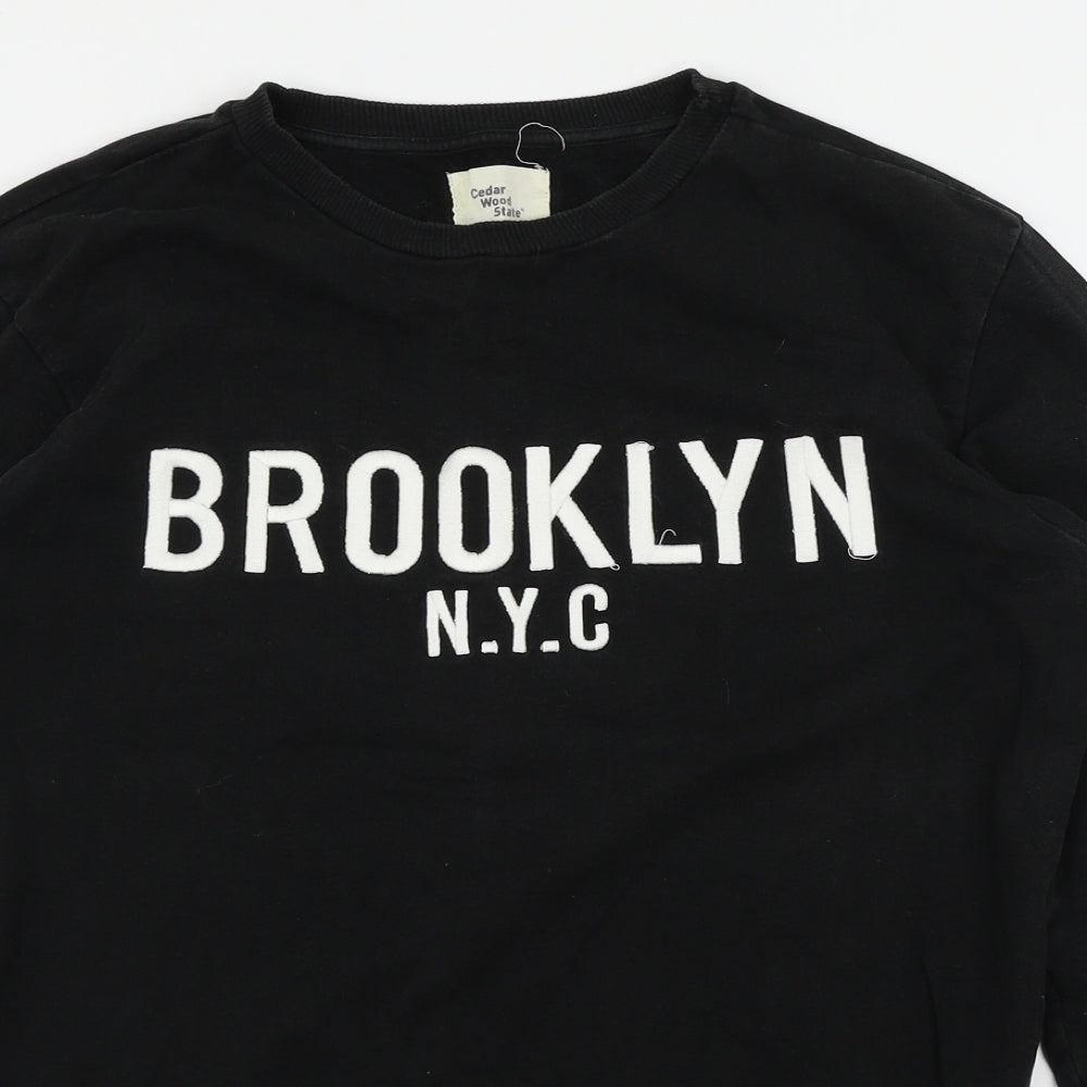 Cedar Wood State Mens Black   Henley Jumper Size S