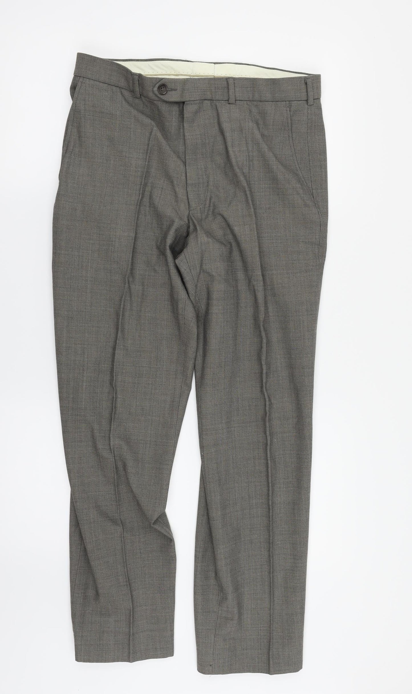 Womens UK Size 32 in M&S Regular Fit Dress Pants Grey Trousers