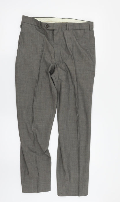 Womens UK Size 32 in M&S Regular Fit Dress Pants Grey Trousers