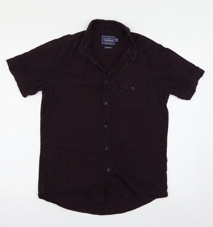 Mens UK Size S Topman Purple  Button-Up Short Sleeve Casual Shirt