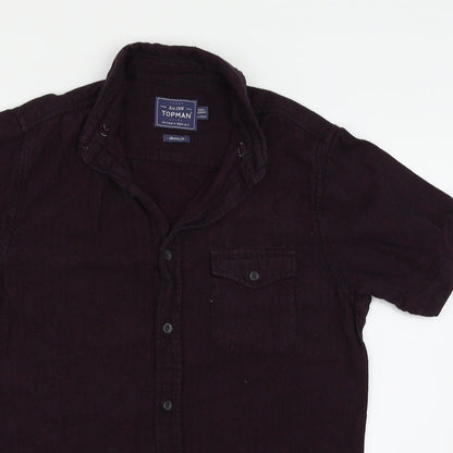 Mens UK Size S Topman Purple  Button-Up Short Sleeve Casual Shirt