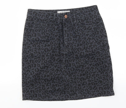 New Look Womens Blue Animal Print Denim Mini Skirt Size 6