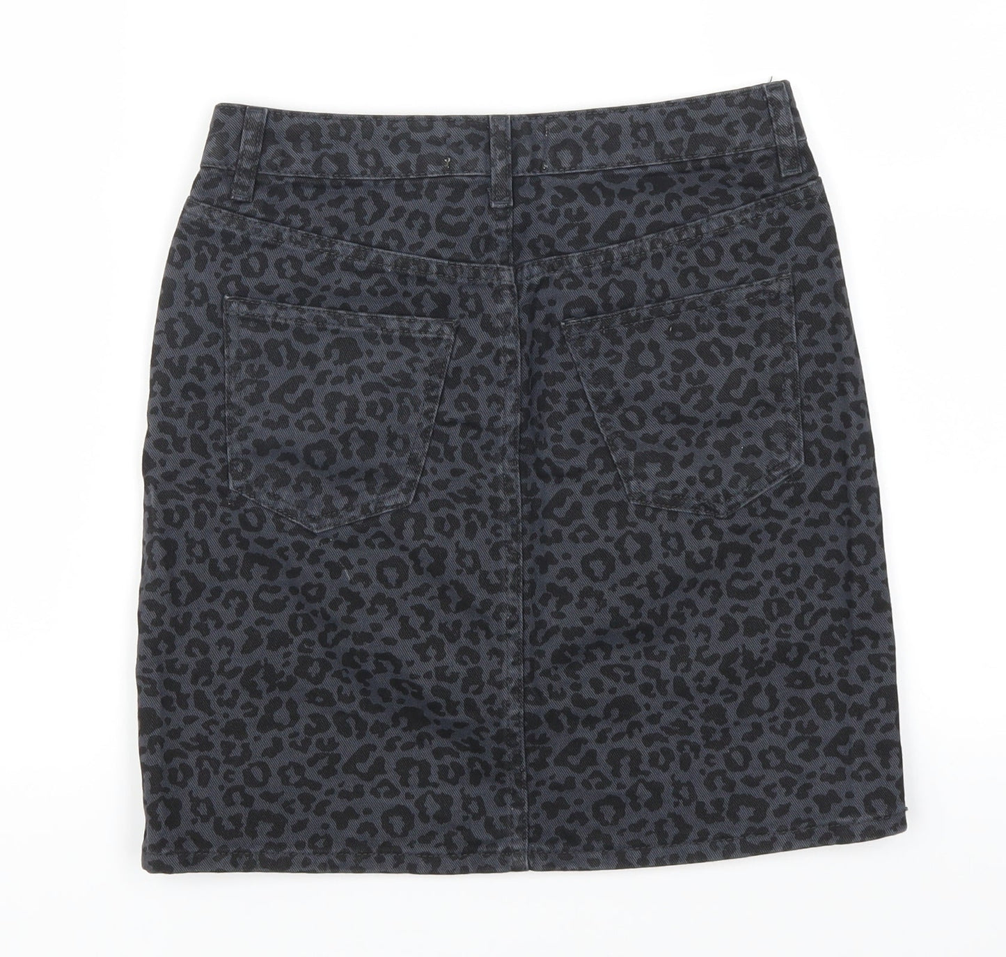 New Look Womens Blue Animal Print Denim Mini Skirt Size 6