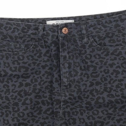 New Look Womens Blue Animal Print Denim Mini Skirt Size 6