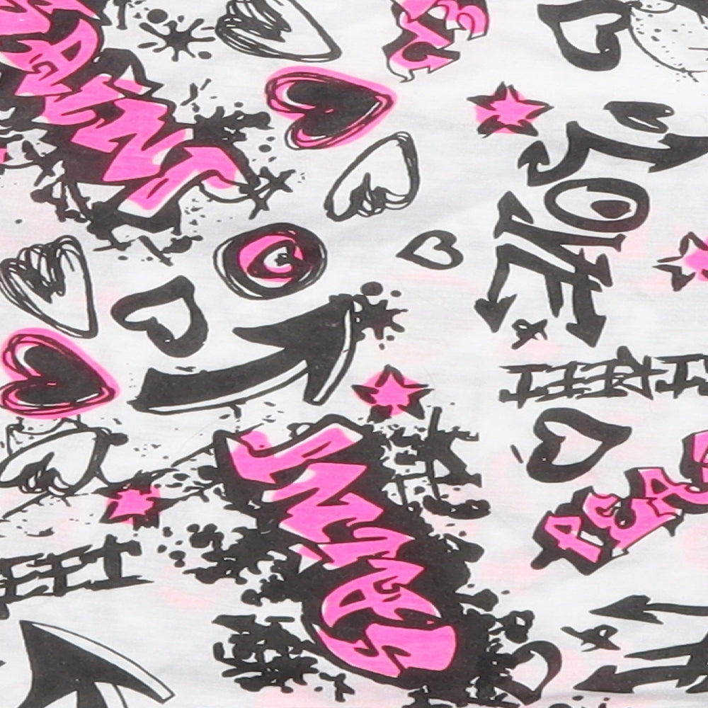 A to Z Girls White   Cropped T-Shirt Size 13 Years  - Graffiti