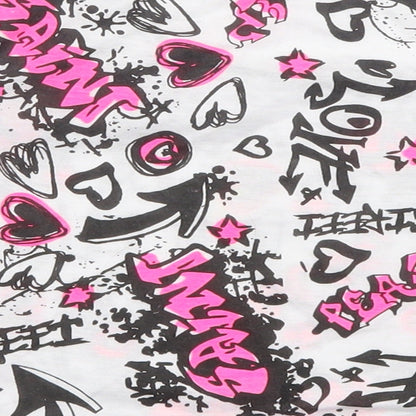 A to Z Girls White   Cropped T-Shirt Size 13 Years  - Graffiti