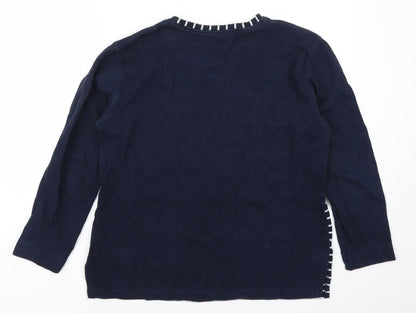 Giari Ferori Womens Blue Striped  Pullover Jumper Size XL