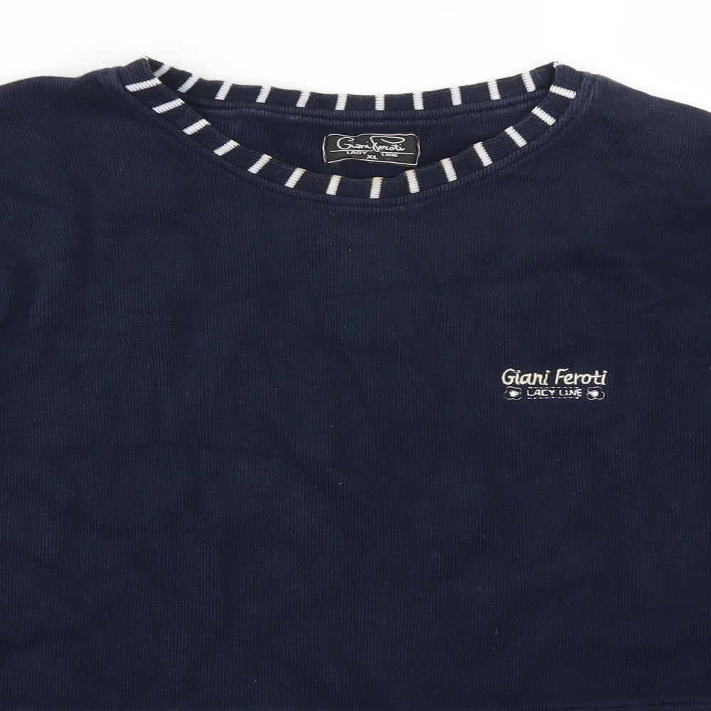 Giari Ferori Womens Blue Striped  Pullover Jumper Size XL
