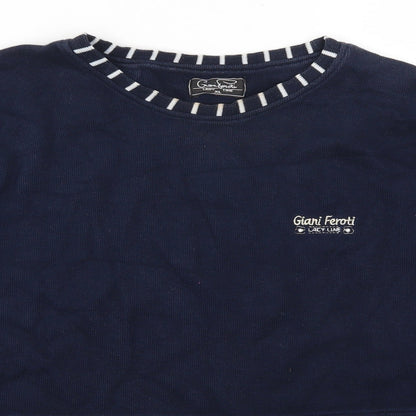 Giari Ferori Womens Blue Striped  Pullover Jumper Size XL