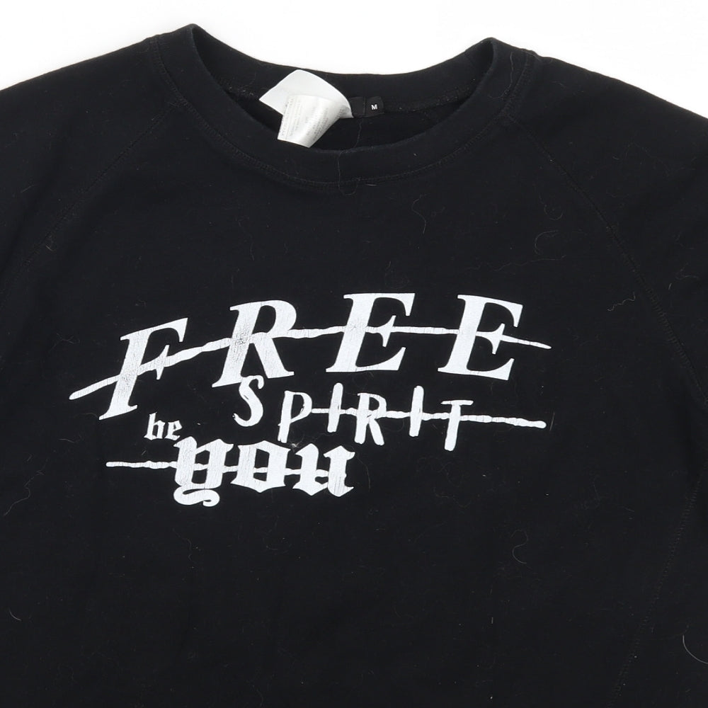 Boohoo Womens Black   Pullover Sweatshirt Size M  - Free Spirit Be You