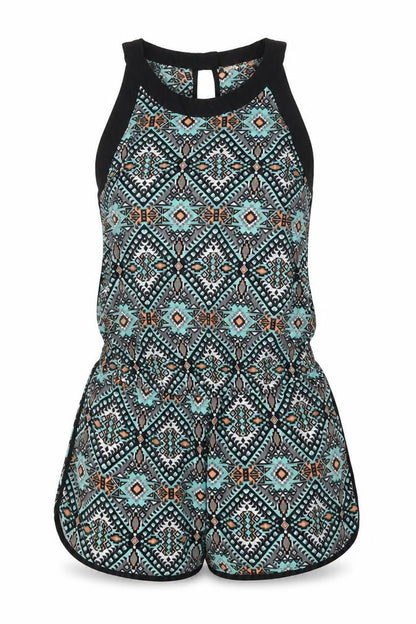Myse Womens Blue Geometric  Playsuit One-Piece Size L