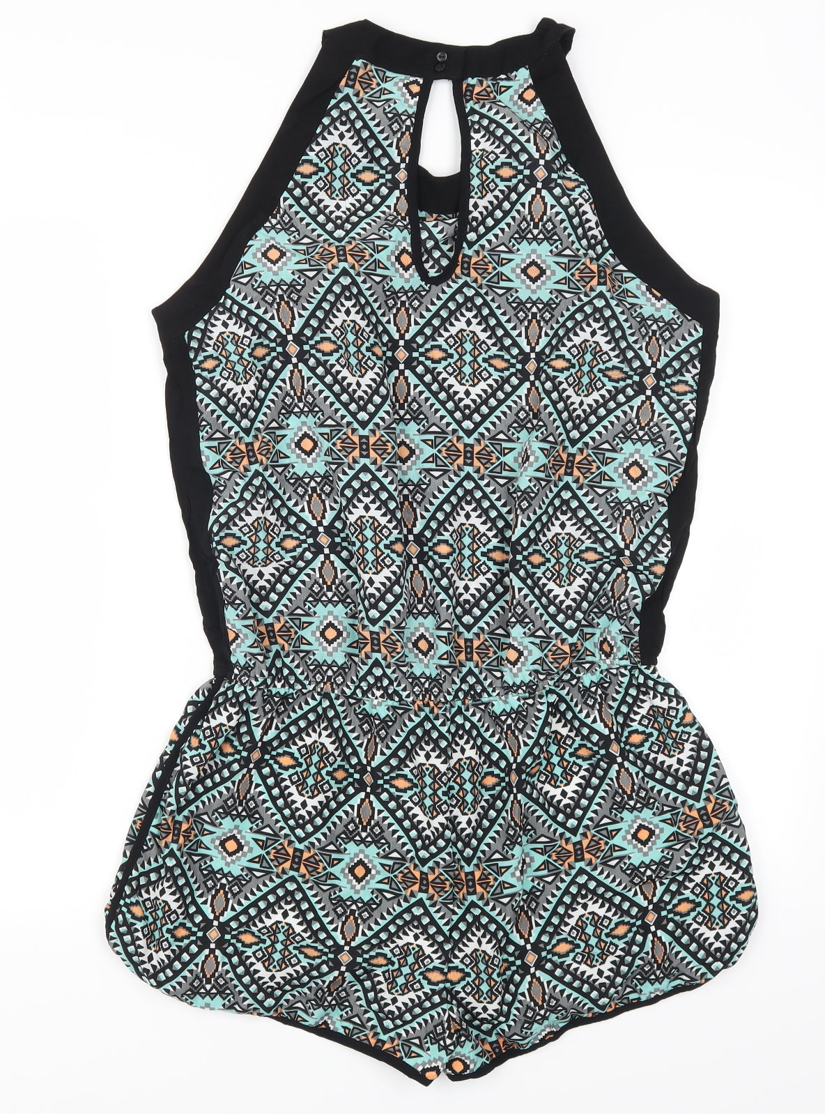Myse Womens Blue Geometric  Playsuit One-Piece Size L