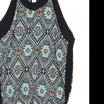 Myse Womens Blue Geometric  Playsuit One-Piece Size L