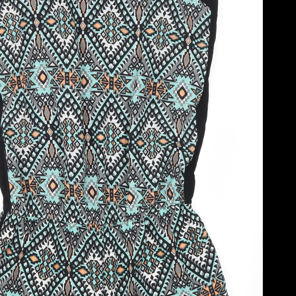 Myse Womens Blue Geometric  Playsuit One-Piece Size L
