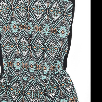 Myse Womens Blue Geometric  Playsuit One-Piece Size L