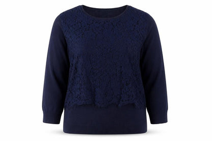 Linea Womens Blue  Lace Pullover Jumper Size M