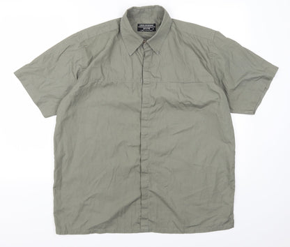 Mens UK Size L Cedar Wood State Green  Button-Up Short Sleeve Casual Shirt