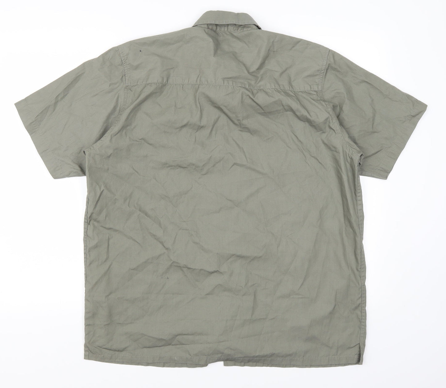 Mens UK Size L Cedar Wood State Green  Button-Up Short Sleeve Casual Shirt