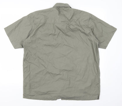 Mens UK Size L Cedar Wood State Green  Button-Up Short Sleeve Casual Shirt